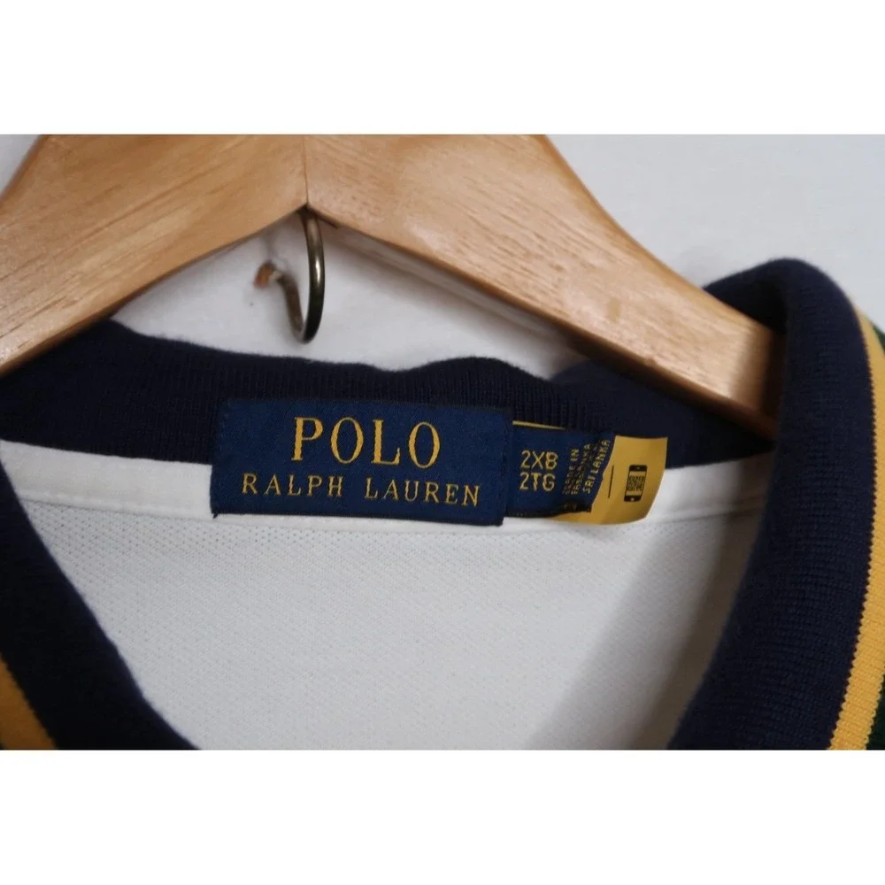 Polo Ralph Lauren Big Pony‎ Crest Polo Shirt Mens 2XB White Preppy Old Money EUC